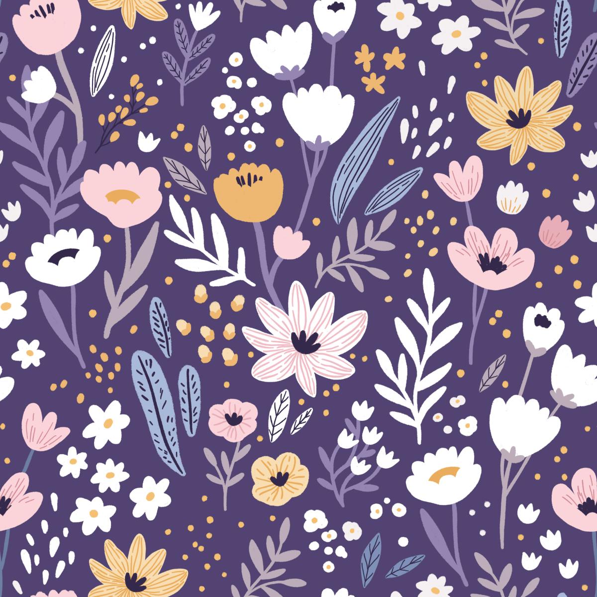 Blumenwiese lila - Bio Jersey / Bio French Terry Blumenwiese lila - Bio Jersey / Bio French Terry